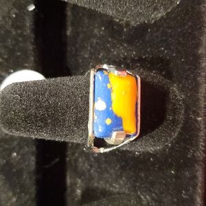Orange Blue Stone Ring Size 8